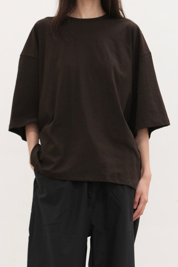 BASERANGE France organic cotton loose round neck short-sleeved T-shirt BAS-TOPI-RC-SU25-FOVEA